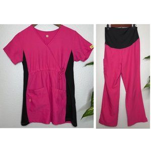 Pink and Black Maternity Scrub Set